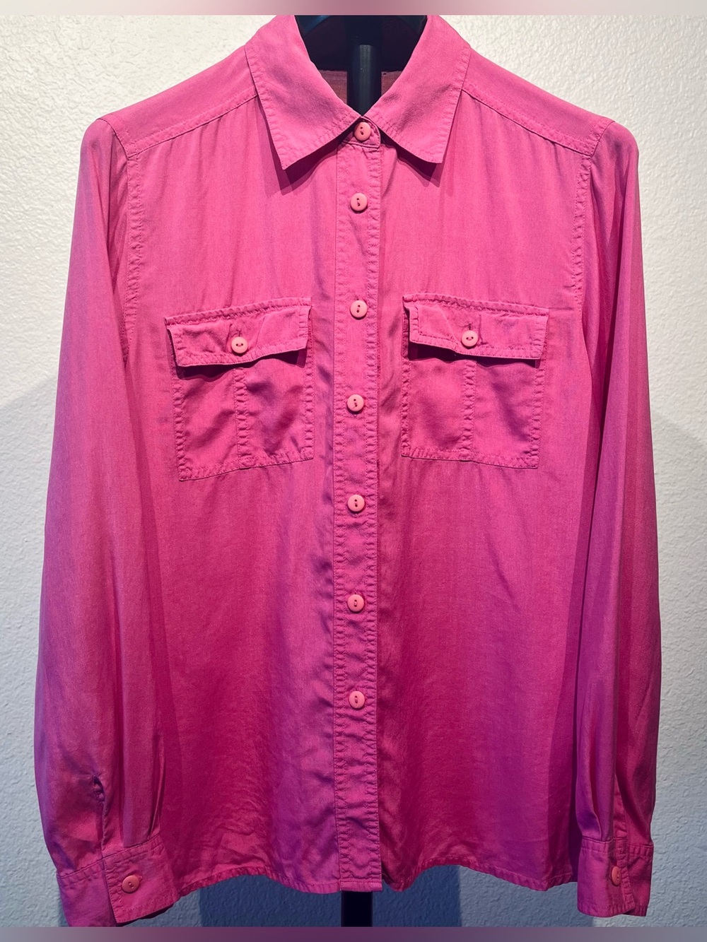 Vintage 100% Silk Pink Button-Down Shirt - Size S (Women’s)